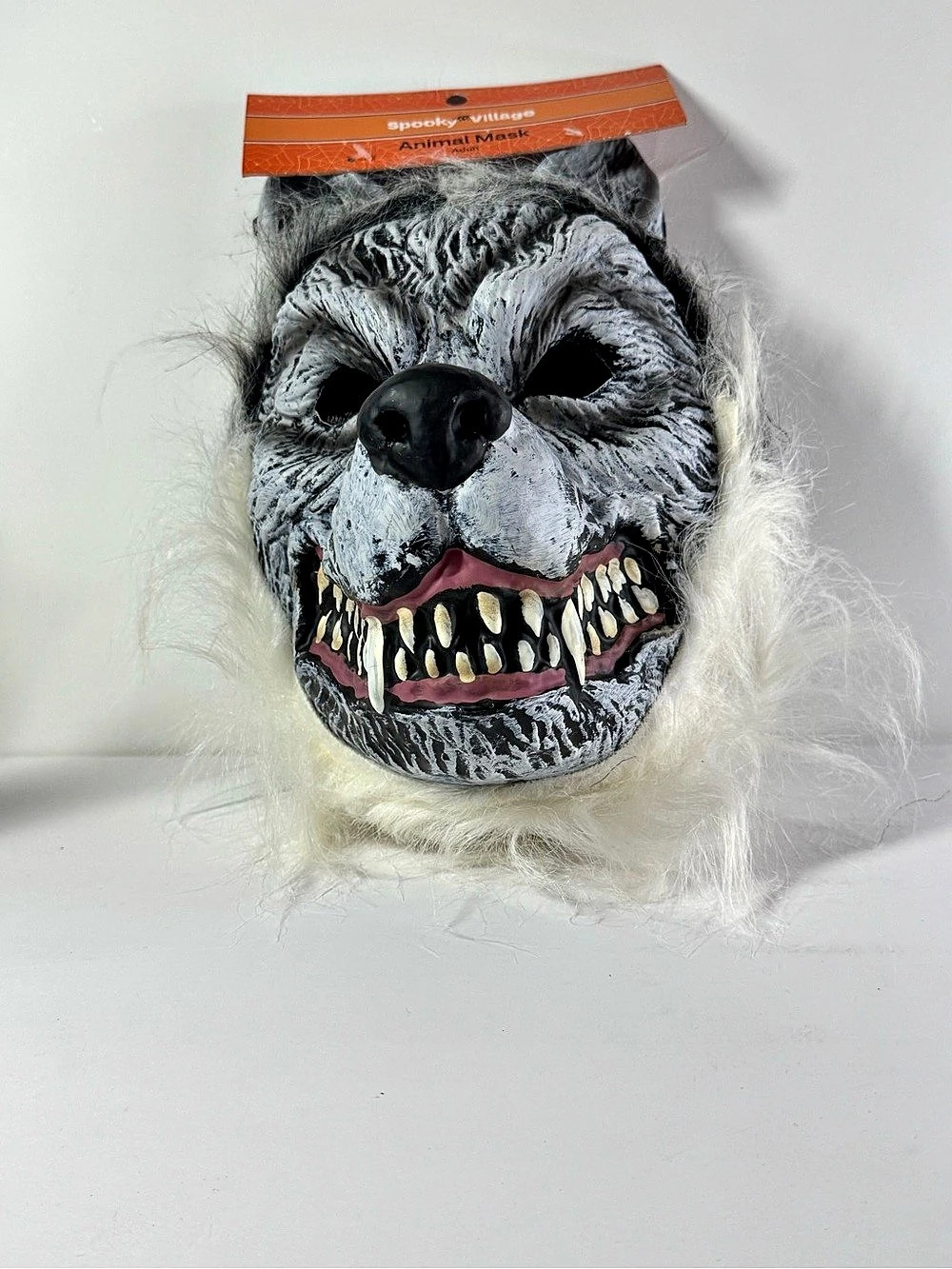 Spooky Village Animal Mask Wolf Gray & Black Werewolf Mask